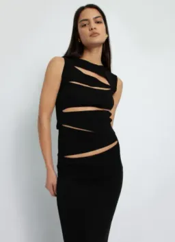 Christopher Esber Slashed Knit Dress Black Size 8 for rent on The Volte - image 4