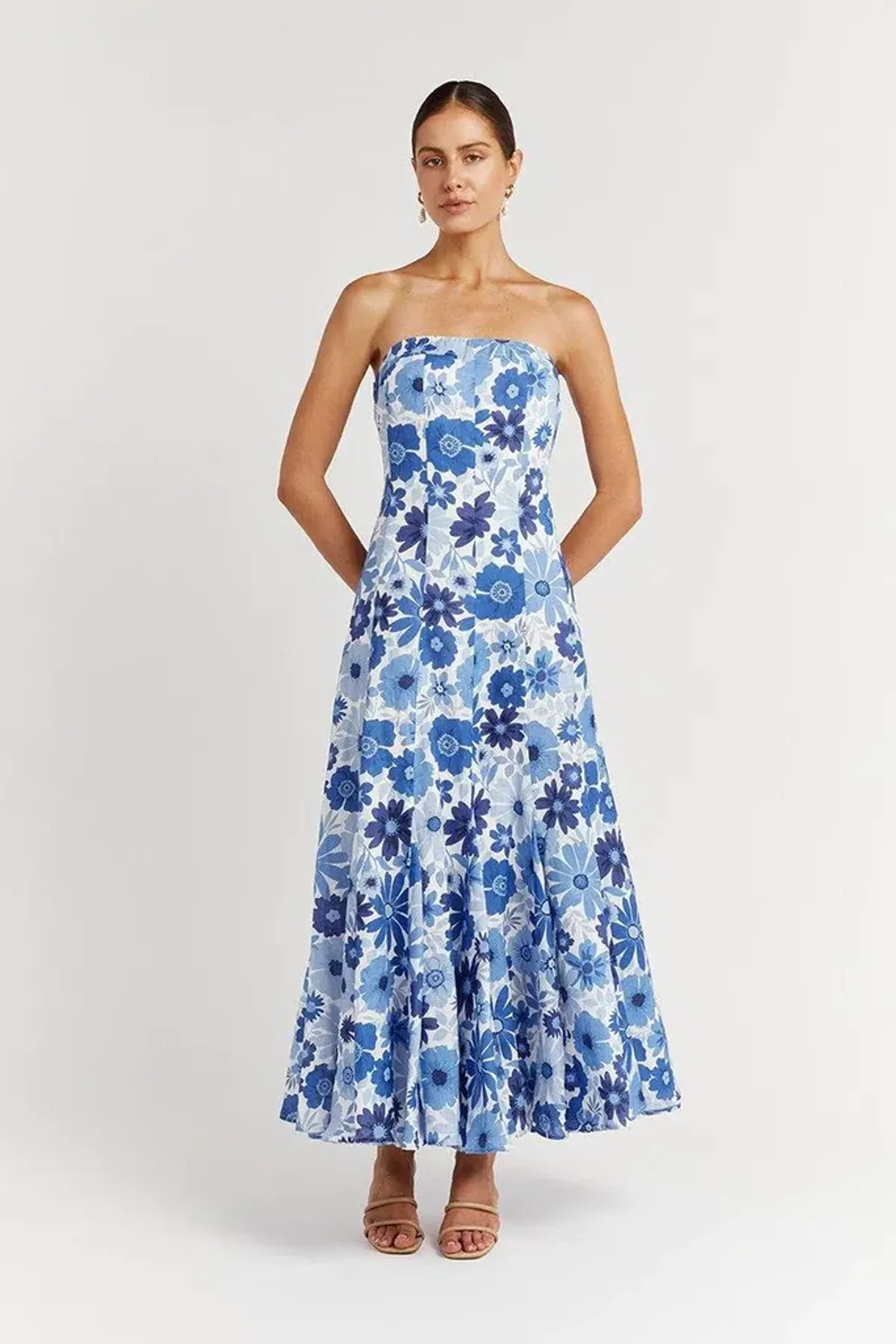 Dissh Lori Bloom Linen Panel Midi Dress Print Size 8 for rent on The Volte - main image