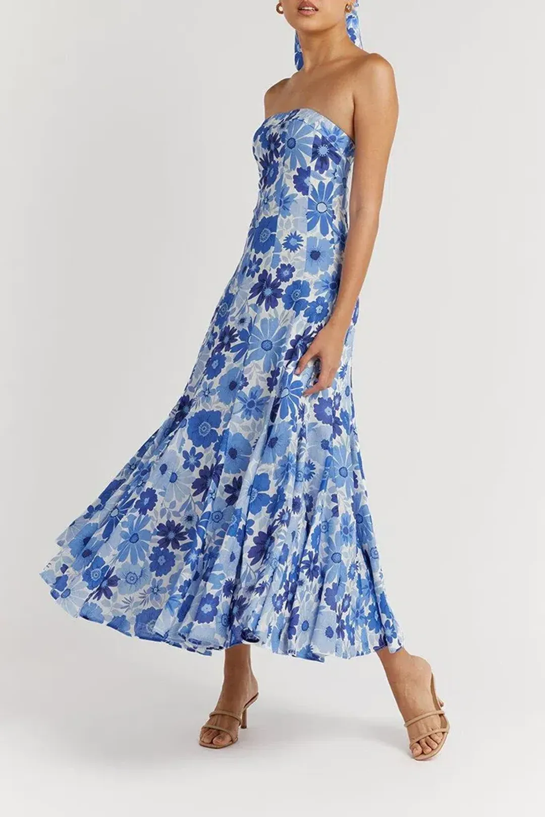 Dissh Lori Bloom Linen Panel Midi Dress Print Size 8 for rent on The Volte - main image