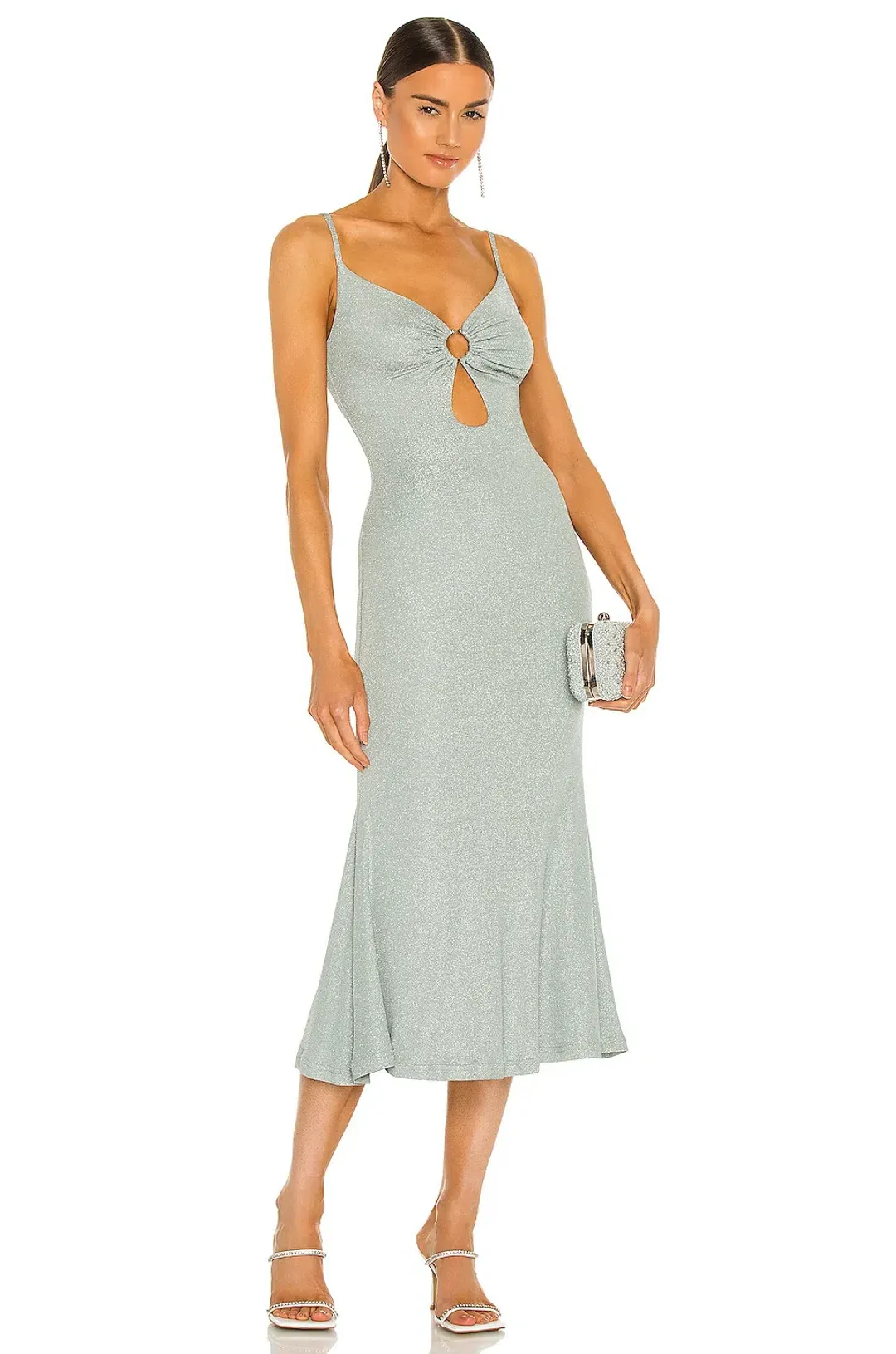 MISHA Josette Dress Metallic Seafoam Size 6/XS for rent on The Volte - main image