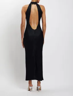 Meshki Claire Satin Drape Back Maxi Dress Black Size 8 for rent on The Volte - image 2