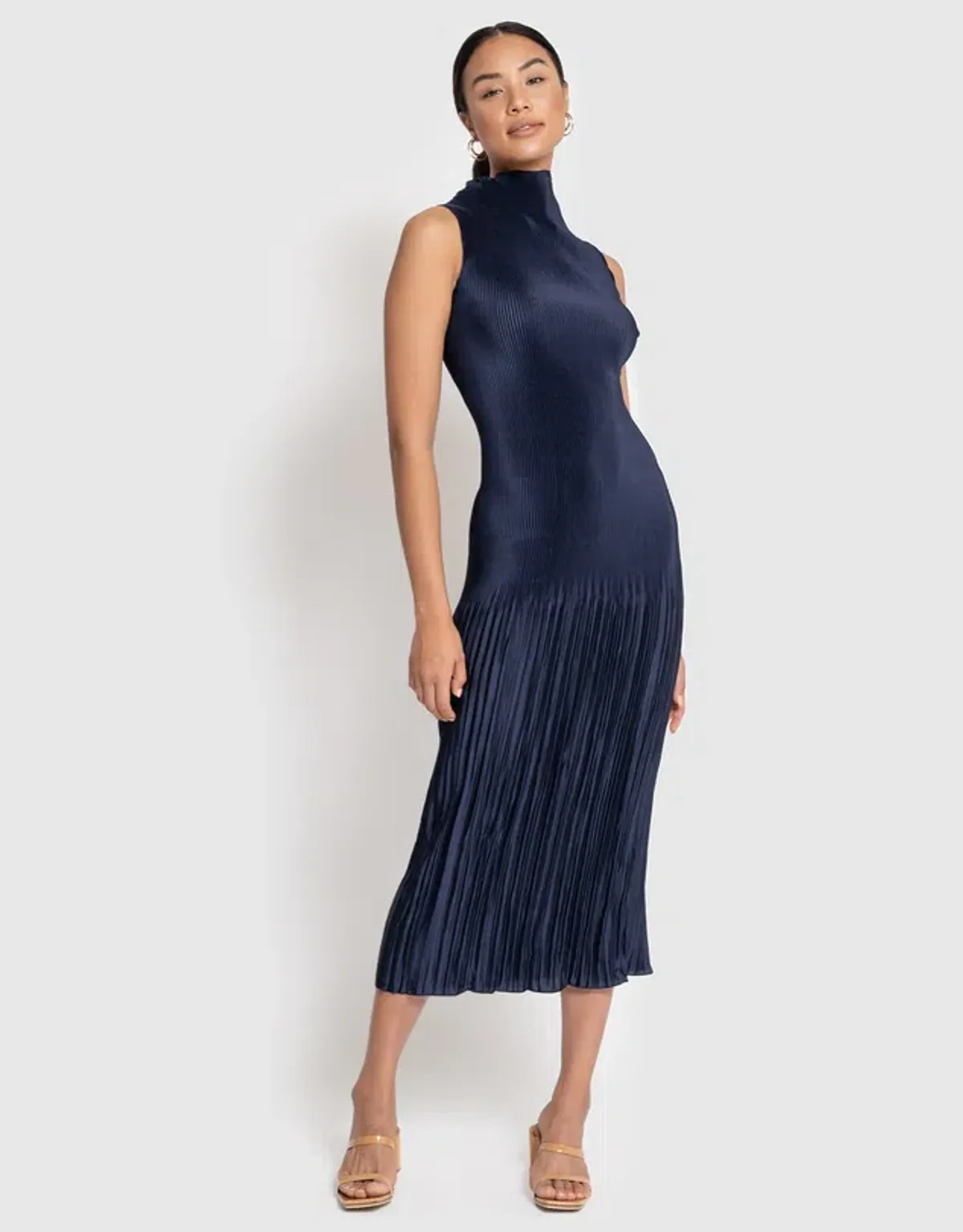L'Idee Soirée Pleated Dress Navy Size 8 for rent on The Volte - main image