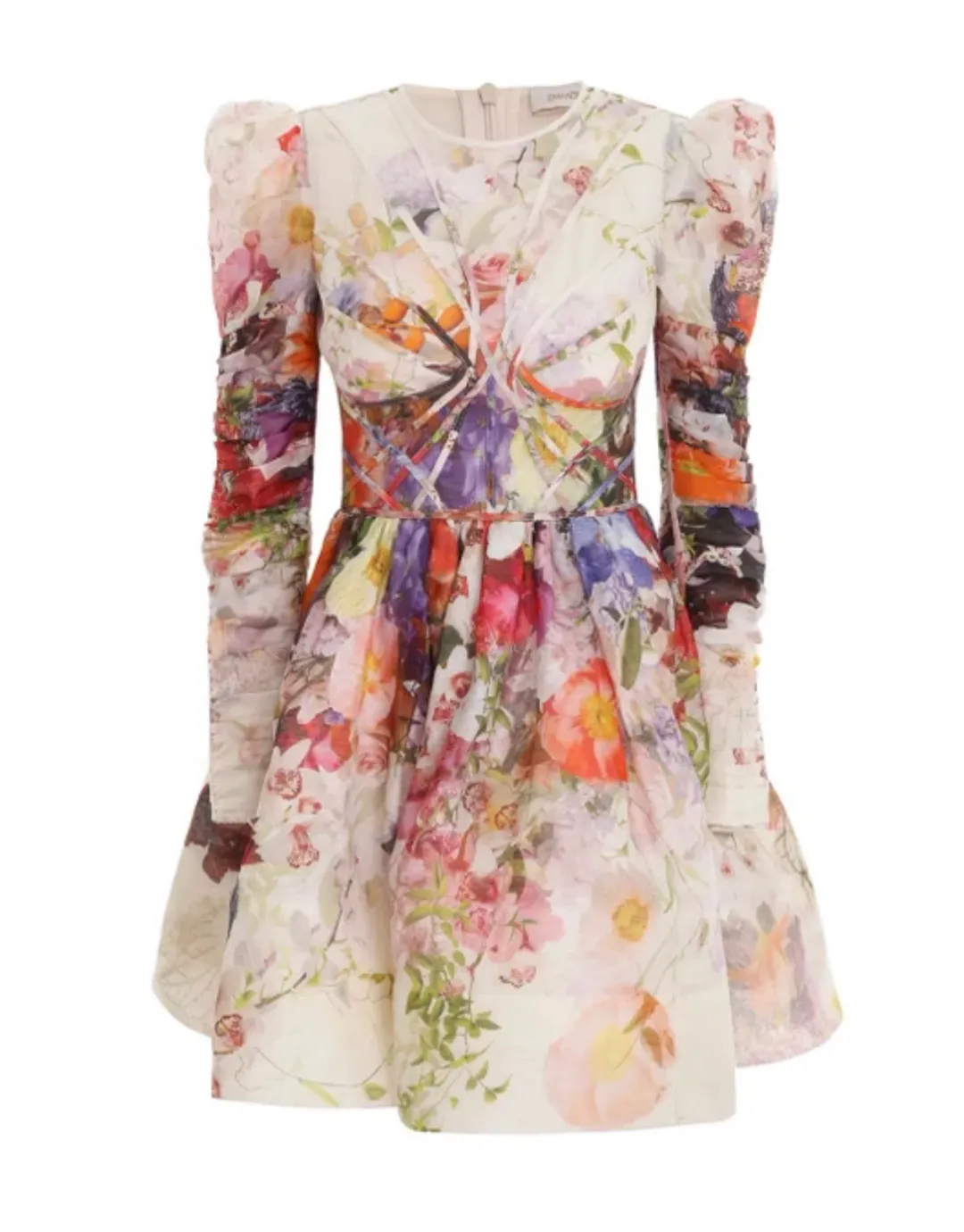 Zimmermann Prima Panelled Mini Dress Multi Floral Size 1 / Au 10 for rent on The Volte - main image