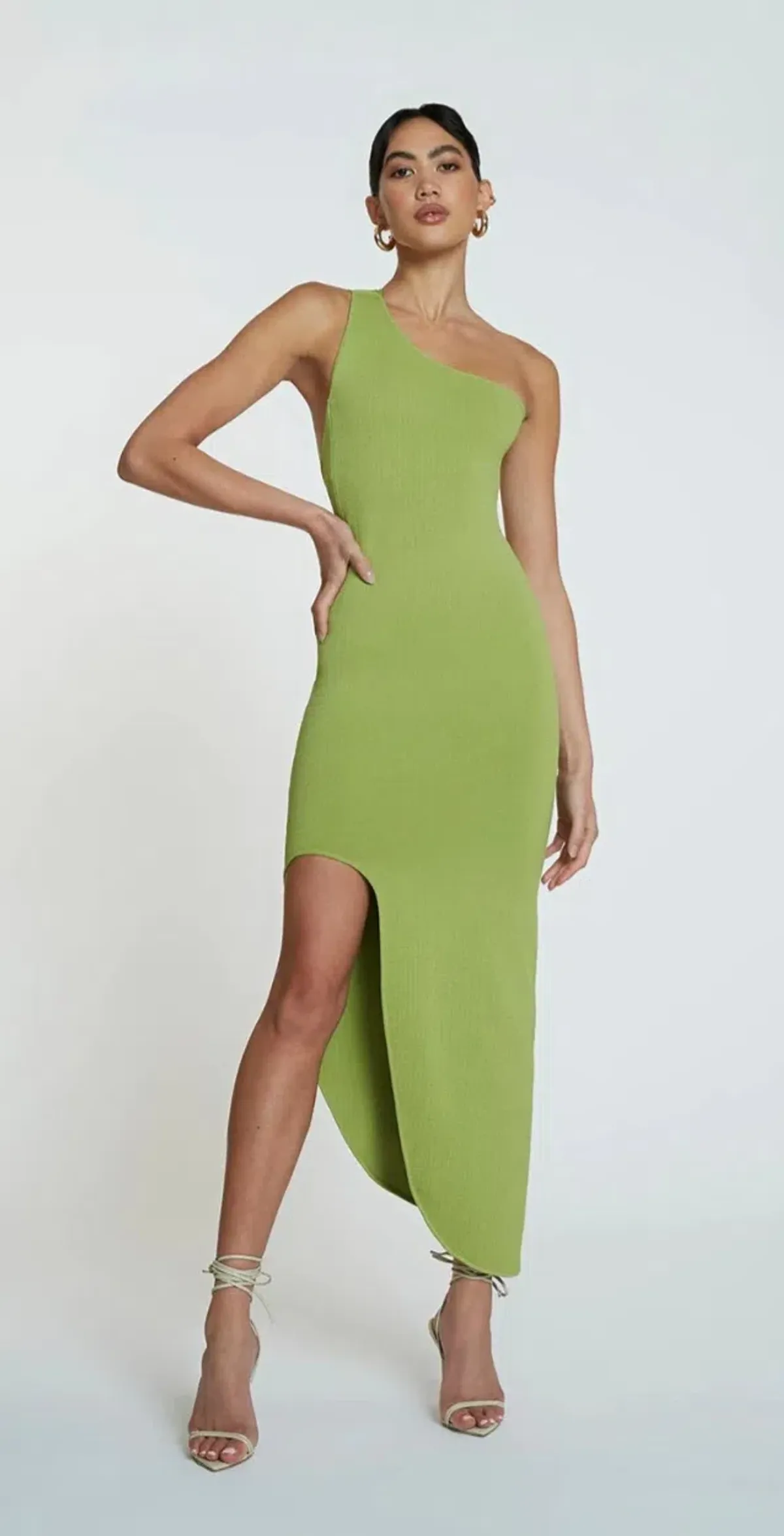 By Johnny Window Check Asymmetric Knit Midi Dress Size XS - Image 1