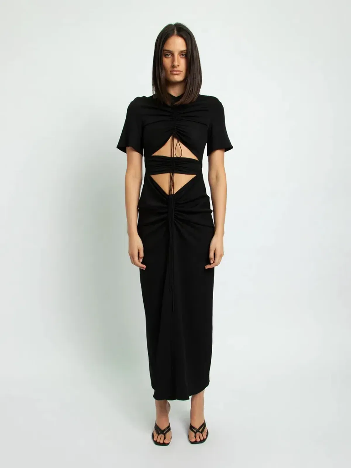 Christopher Esber Ruched Multi Panel Tee Dress Size 6 for rent on The Volte - main image