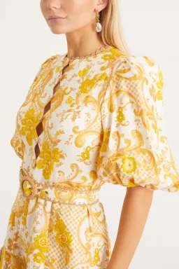 Zimmermann Postcard Mini Dress in Swirl Floral Yellow AU12 (22:05) for rent on The Volte - image 3