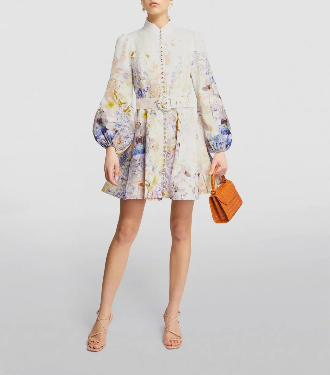 Zimmermann Rhythmic Buttoned Mini Dress Citrus Garden AU12 (22:03) for rent on The Volte - main image