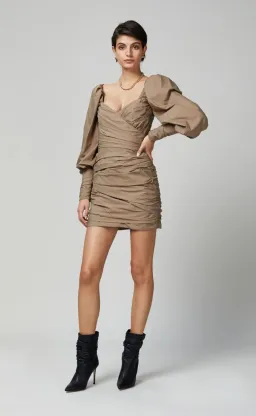 Bec & Bridge Winslowe L/S Mini Dress Mocha Size 10 for rent on The Volte - image 2