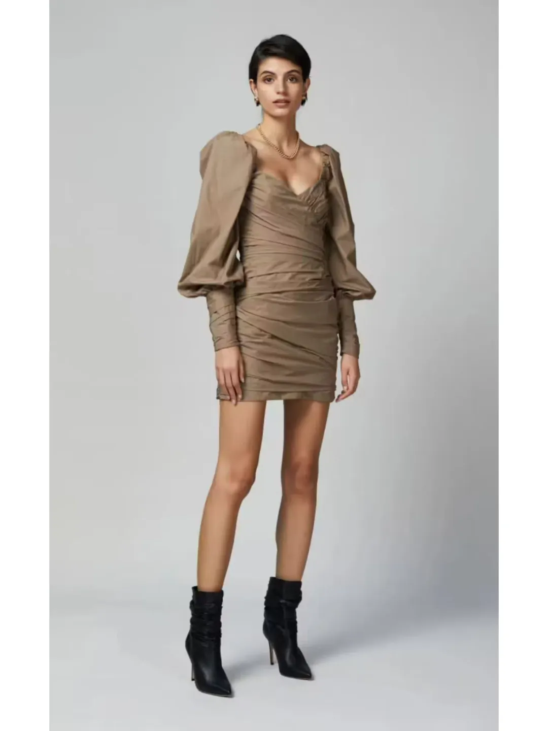 Bec & Bridge Winslowe L/S Mini Dress Mocha Size AU 6 for rent on The Volte - main image