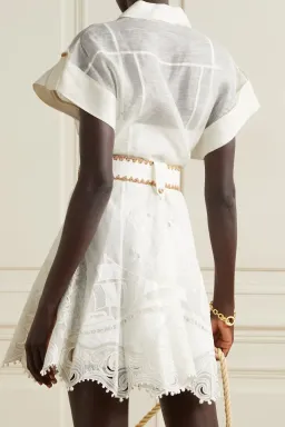 Zimmermann Postcard Belted Mini Dress Ivory Size 2/ AU 12 for rent on The Volte - image 3