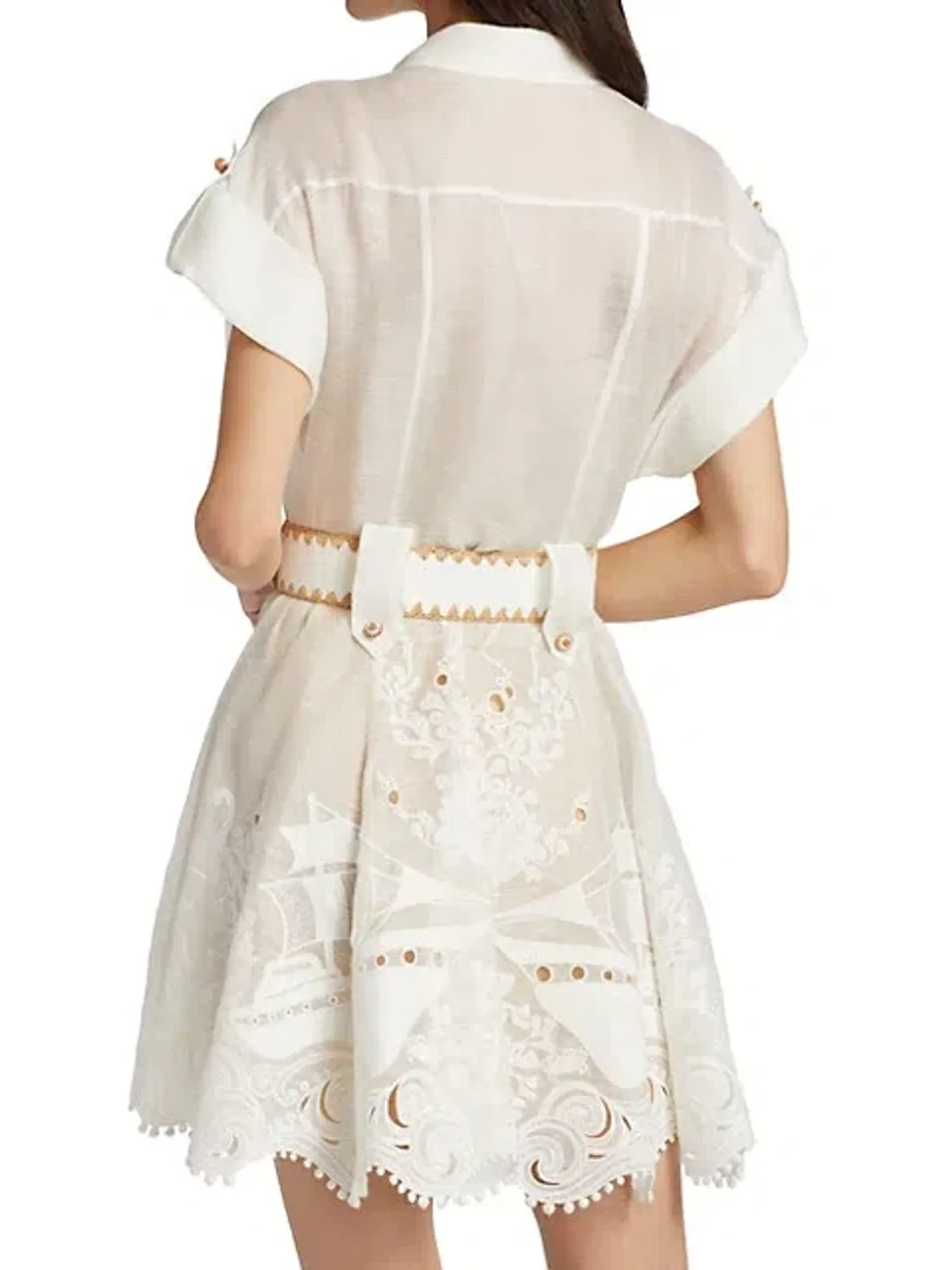Zimmermann Postcard Belted Mini Dress Ivory Size 2/ AU 12 - Image 6