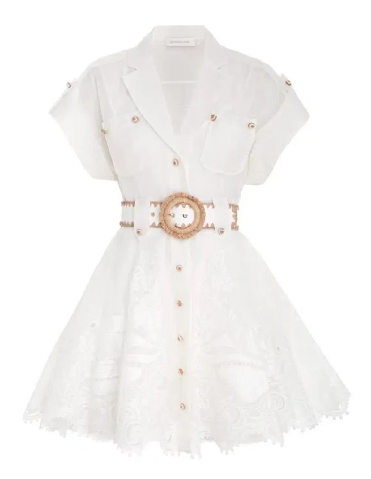 Zimmermann Postcard Belted Mini Dress Ivory Size 2/ AU 12 - Image 7