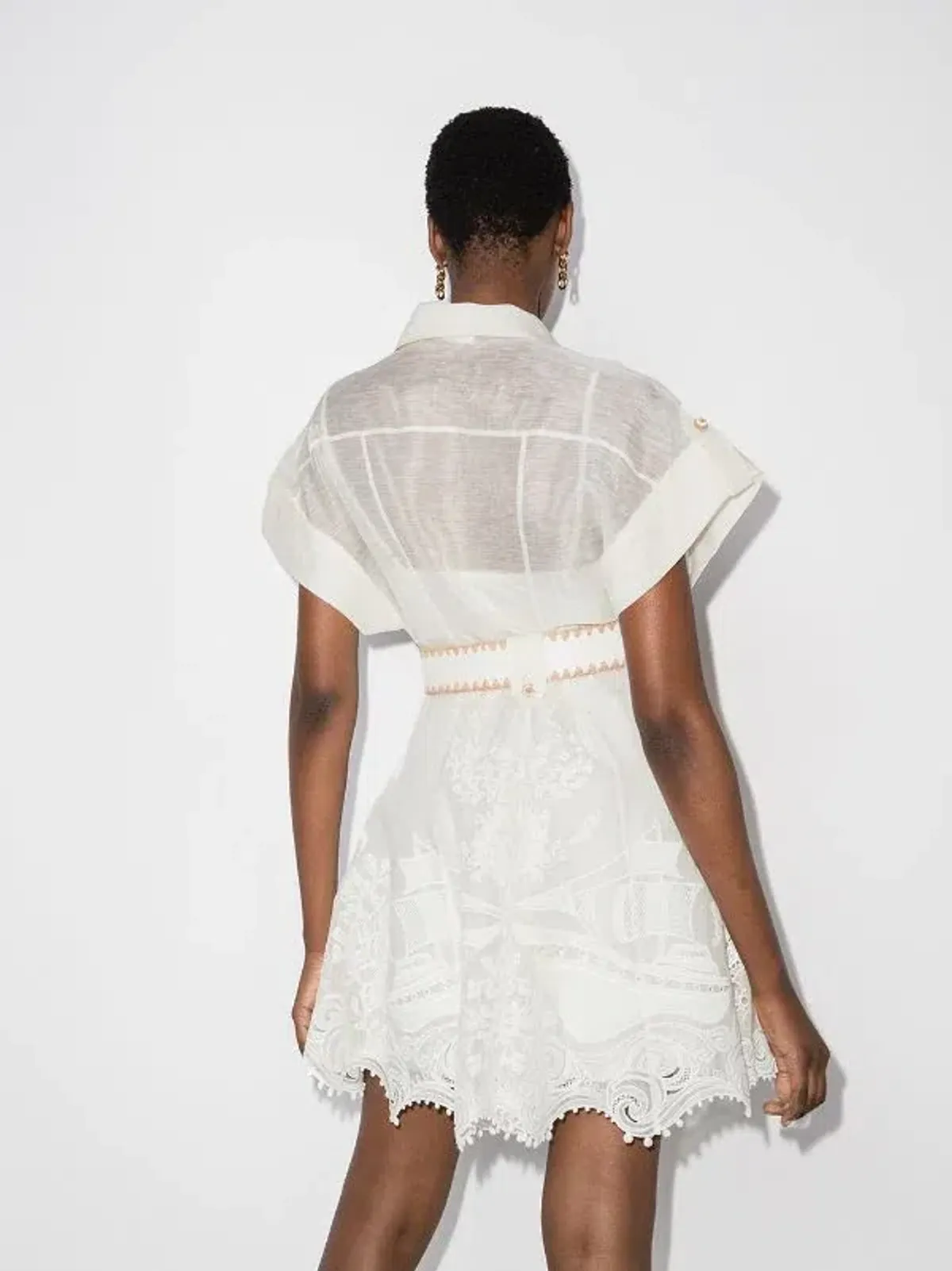 Zimmermann Postcard Belted Mini Dress Ivory Size 2/ AU 12 - Image 5