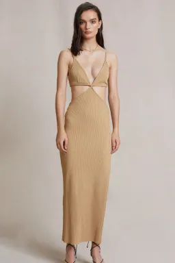 Bec & Bridge Selene V Maxi Dress Camel Size 8 for rent on The Volte - image 1
