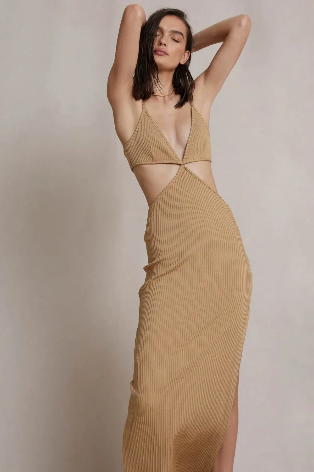 Bec & Bridge Selene V Maxi Dress Camel Size 12 - Image 3