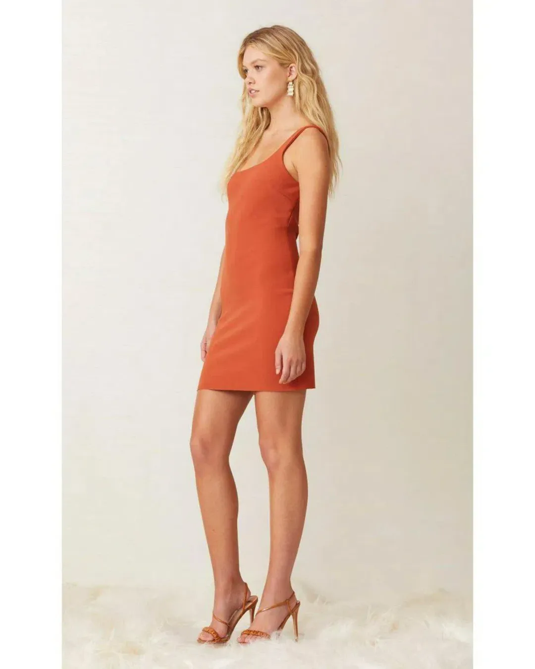 Bec & Bridge Ruby Asymmetric Mini Dress Rust Size AU 10 for rent on The Volte - main image