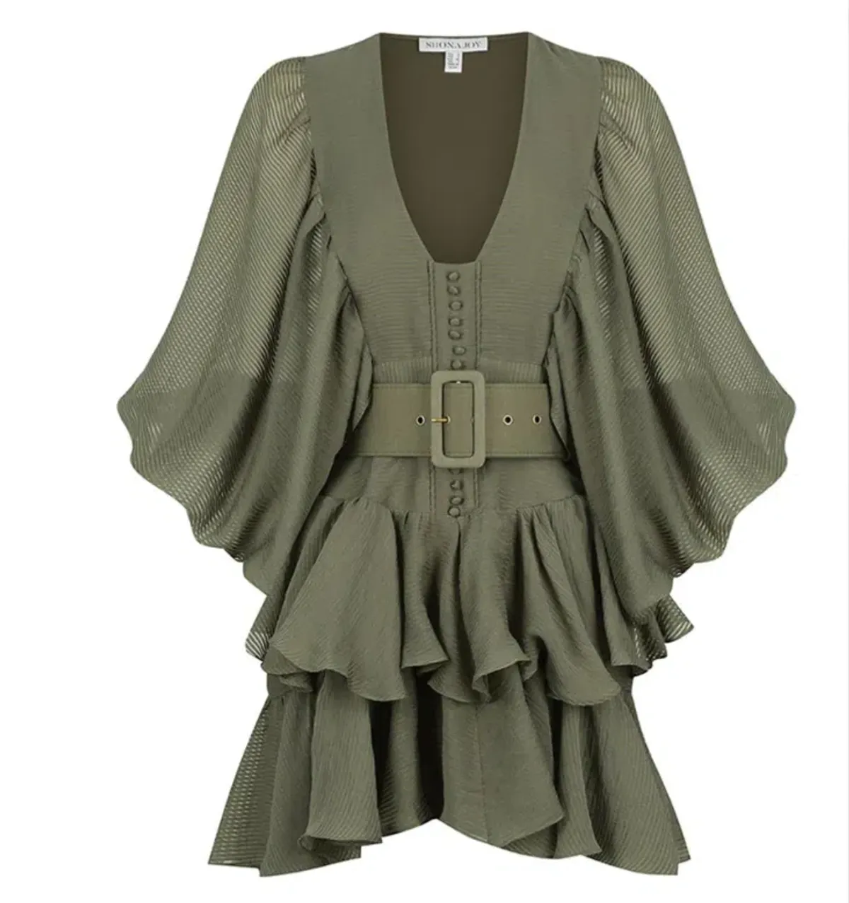 Shona Joy Charlotte Mini Dress in Khaki Size 8 - Image 7