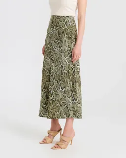Ena Pelly Python Panelled Midi Skirt Animal Print Size 8 for rent on The Volte - image 2