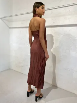 Lidee Soiree Halter Midi Dress in Brown Size 8 for rent on The Volte - image 7