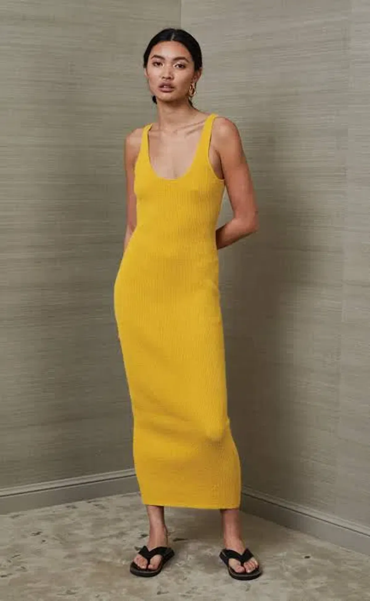 Bec & Bridge Bowie Sleeveless Knit Midi Dress Yellow Size 8 - Image 1