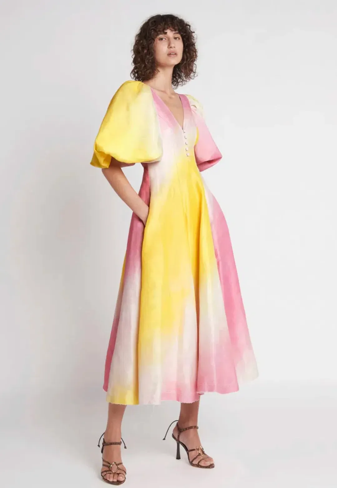 Aje Cloud Burst Midi Dress Multi Size 10 for rent on The Volte - main image