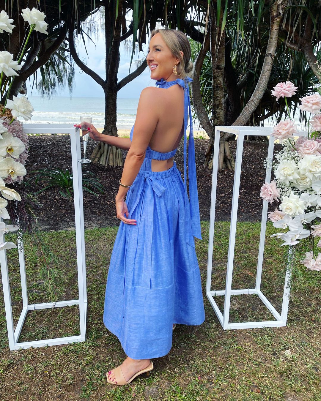 Zimmermann Luminous Halter Gown in Cornflower Size 0 / AU 8 for rent on The Volte - main image