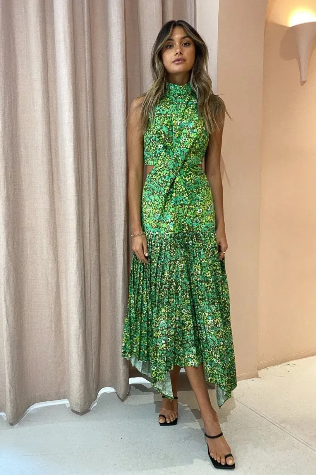 Alemais - Phyllis Twist Dress Green - Size 6 for rent on The Volte - main image