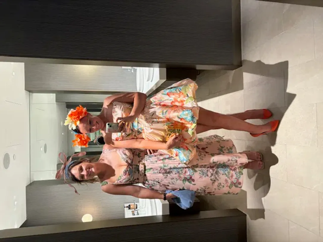 Leo Lin - Katy Bustier Mini Dress in Opulent Print in Blush Size 12 for rent on The Volte - main image