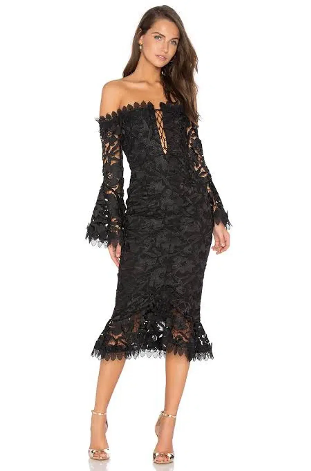 Nicholas Botanical Lace Cocktail Dress Black Size 6 for rent on The Volte - main image