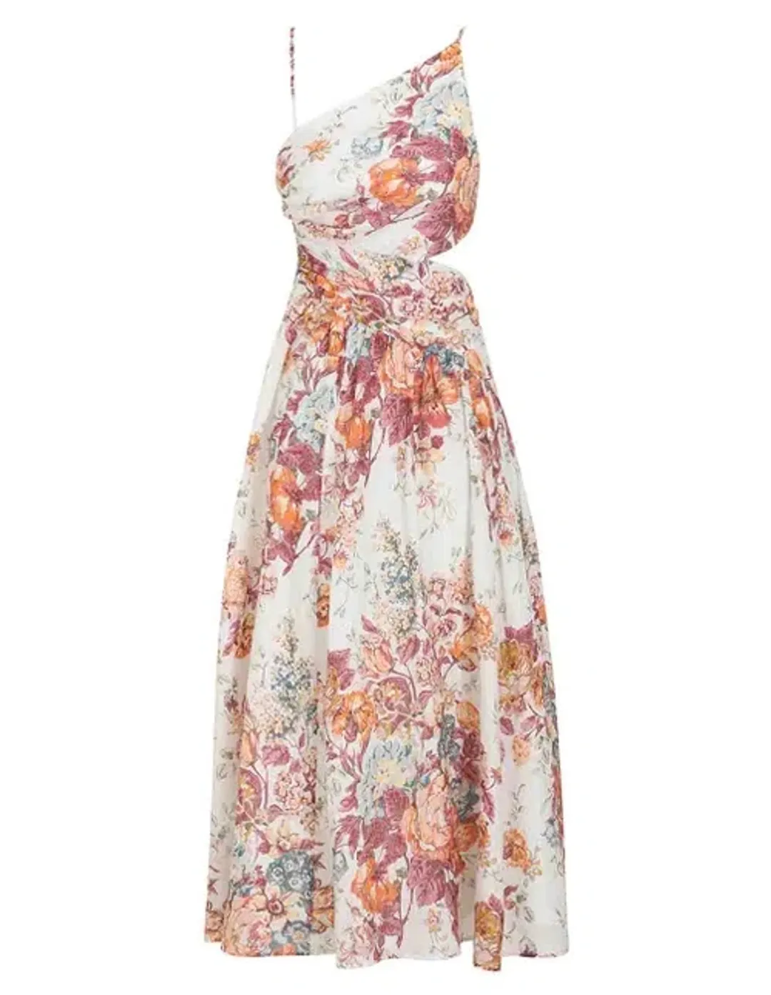 Zimmermann Pattie Asymmetric Dress Cream Floral Print Size 0P/Au 6 for rent on The Volte - main image