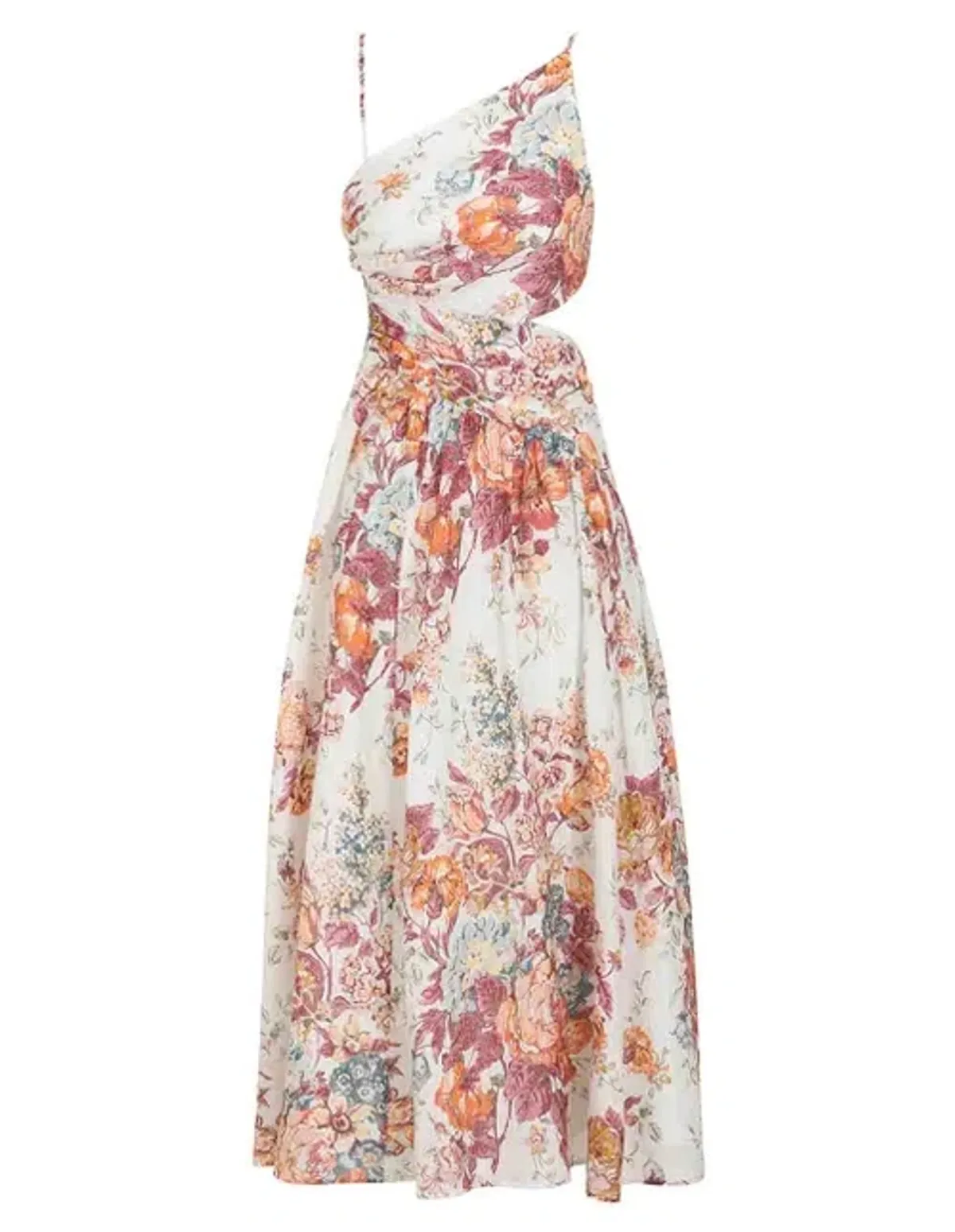 Zimmermann Pattie Asymmetric Dress Cream Floral Print Size 0P/Au 6 - Image 4