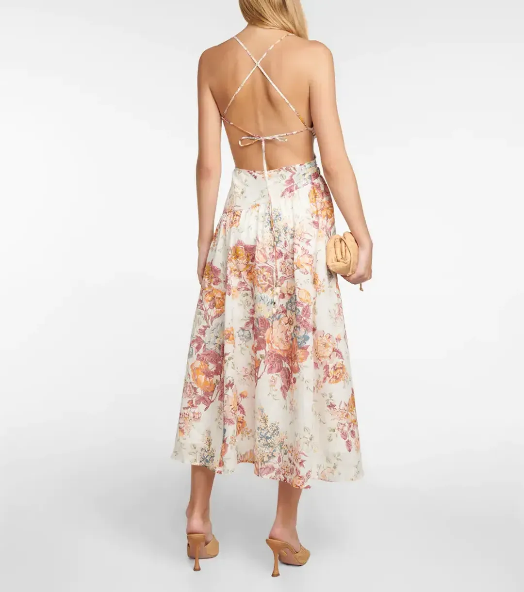 Zimmermann Pattie Asymmetric Dress Cream Floral Print Size 0P/Au 6 for rent on The Volte - main image
