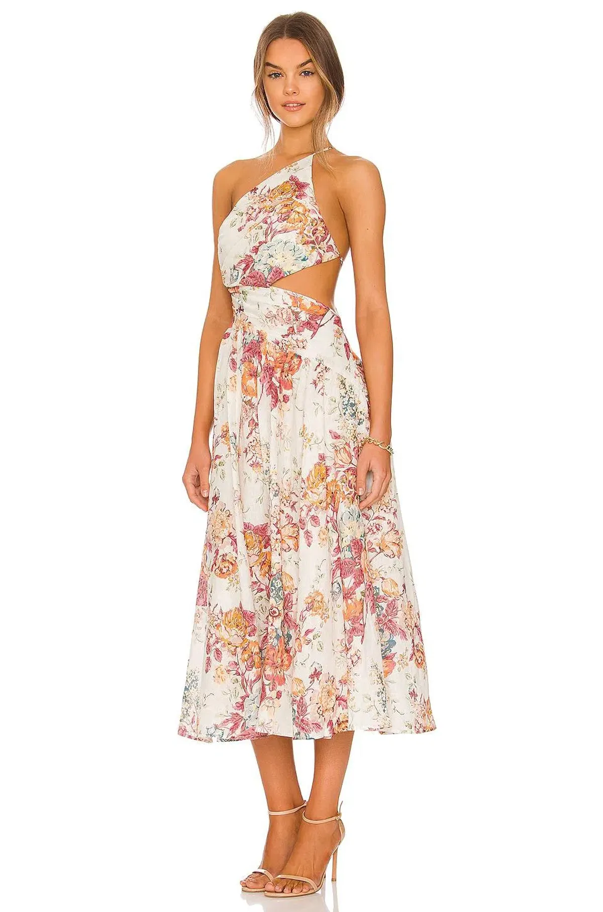 Zimmermann Pattie Asymmetric Dress Cream Floral Print Size 0P/Au 6 - Image 1