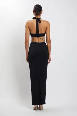 Meshki Nicha Diamante Cut Out Midi Dress Black Size XS for rent on The Volte - image 2
