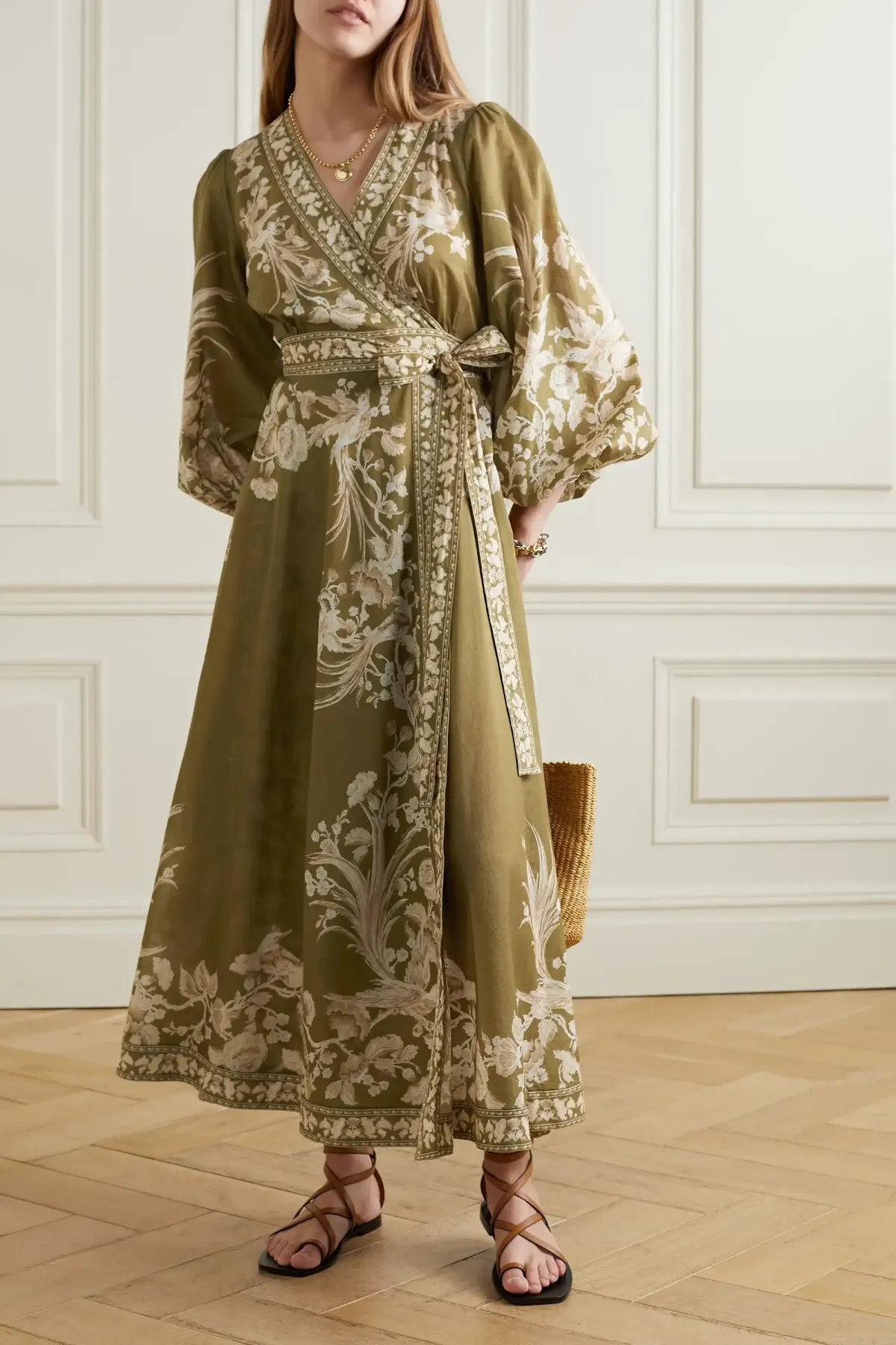 Zimmermann Anneke Avian print Cotton Voile Wrap Dress Brown Size 12 - Image 3