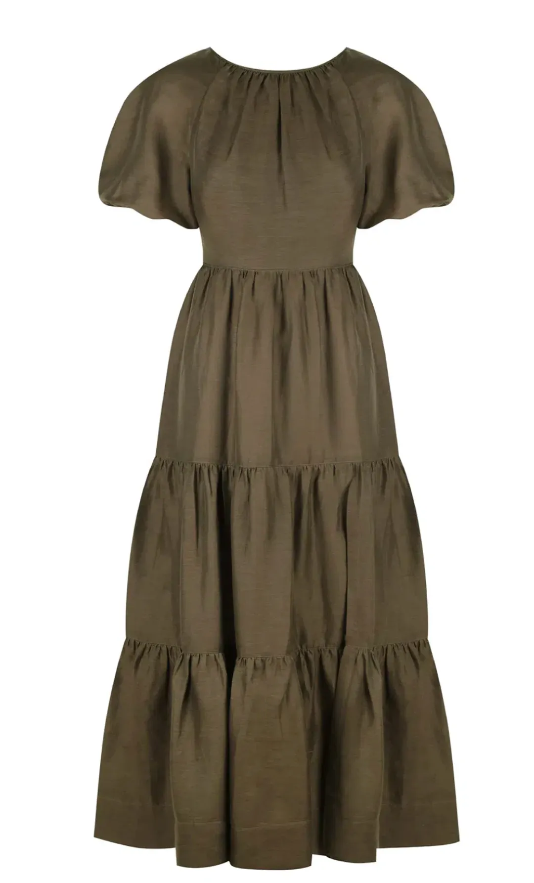 Shona Joy Bruna Linen Short Sleeve Backless Midi Dress Green Size 12 for rent on The Volte - main image