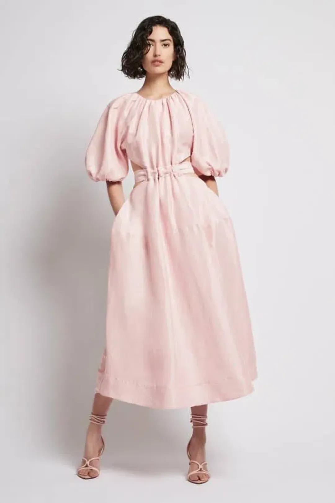 Aje Mimosa Cut Out Midi Dress Pink Size 4 for rent on The Volte - main image