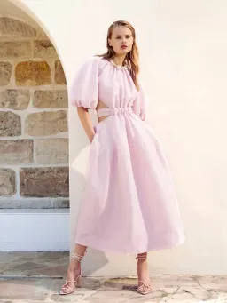 Aje Mimosa Cut Out Midi Dress Pink Size 4 for rent on The Volte - image 3