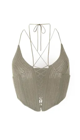 Dion Lee Khaki Crochet Tie Corset Khaki Size 8 for rent on The Volte - image 3