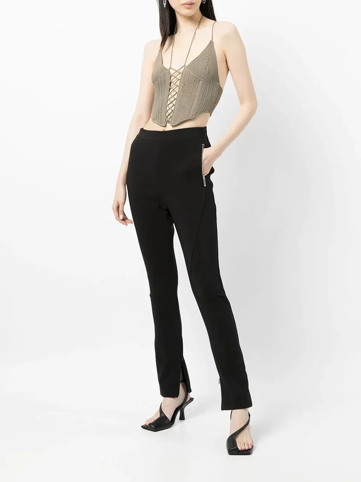 Dion Lee Khaki Crochet Tie Corset Khaki Size 8 for rent on The Volte - main image