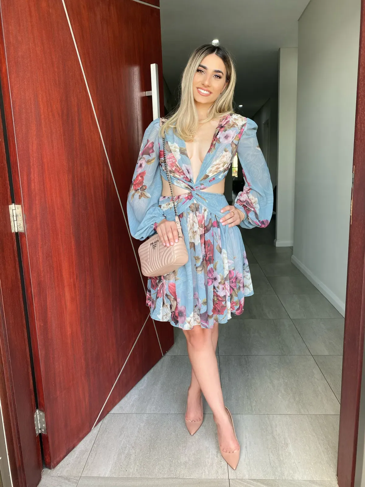 PatBO Peony Print Cutout Midi Dress Print Size 6 - Image 3