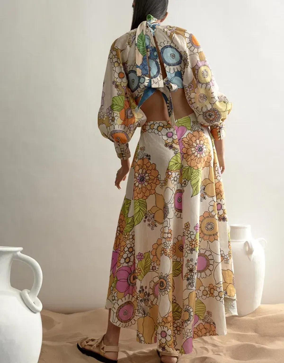 Alemais Farrah Cut Out Midi Dress Print Size 12 - Image 4