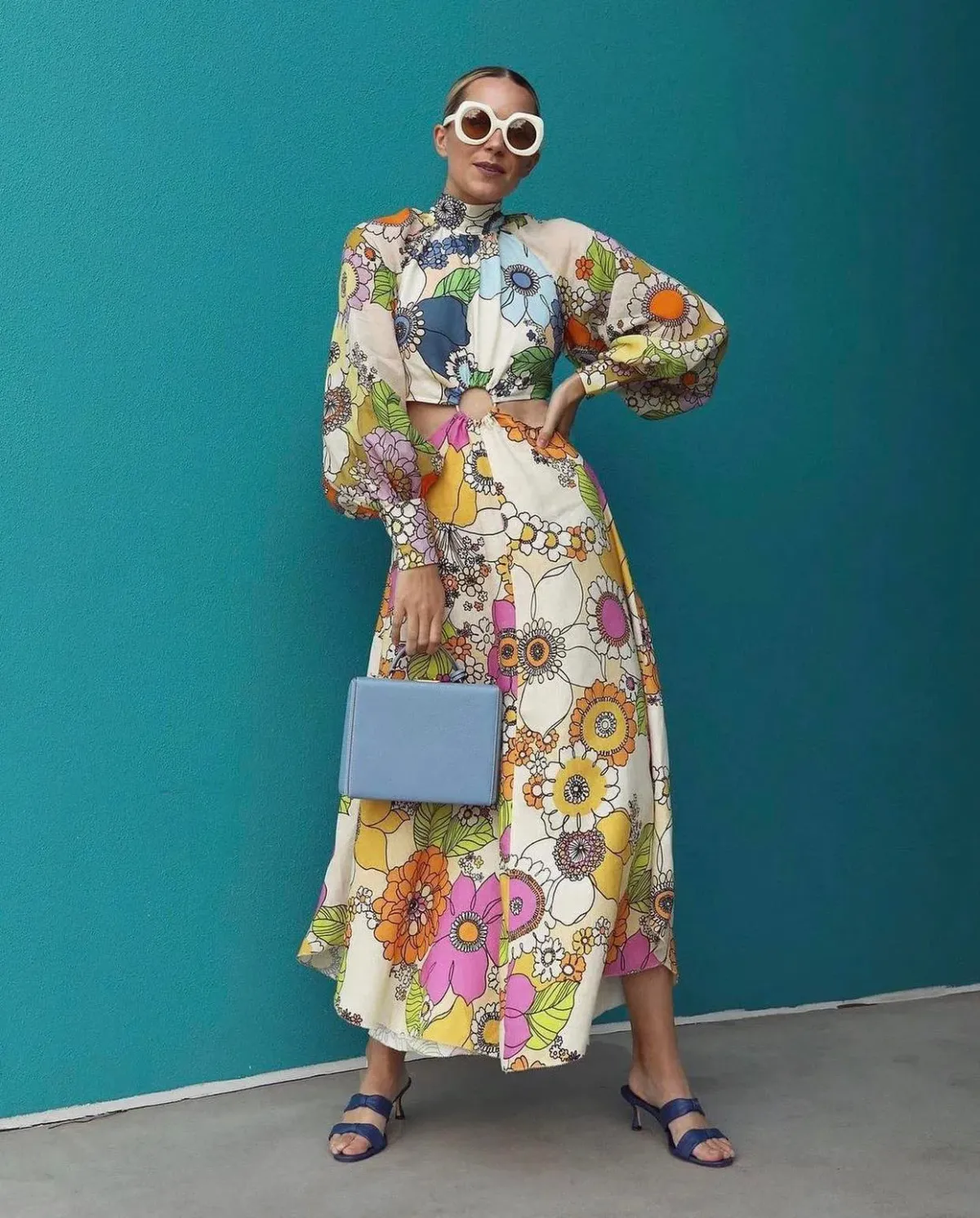 Alemais Farrah Cut Out Midi Dress Print Size 12 - Image 1