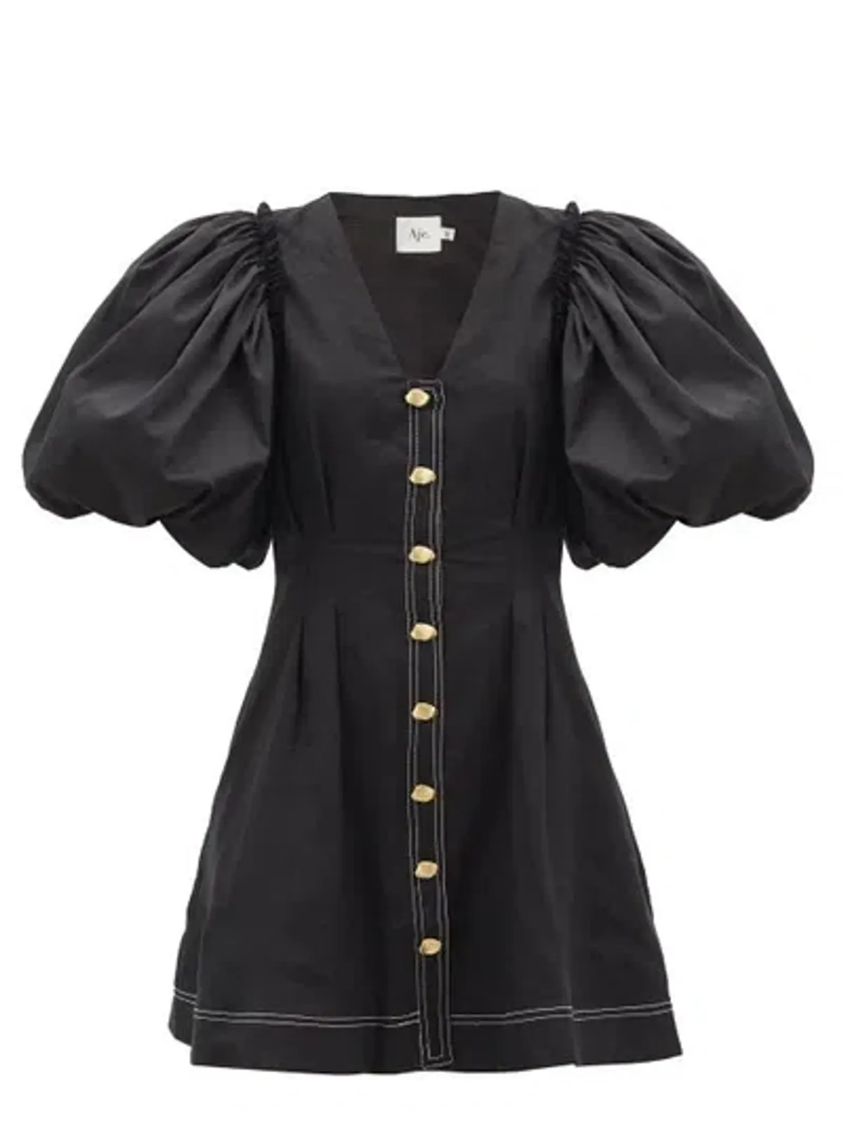 Aje Quietude Puff-Sleeved Mini Dress Black Size 6 - Image 5