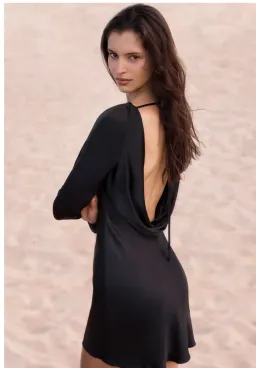 Shona Joy La Lune Long Sleeve Backless Mini Dress Black Size 14 for rent on The Volte - image 3