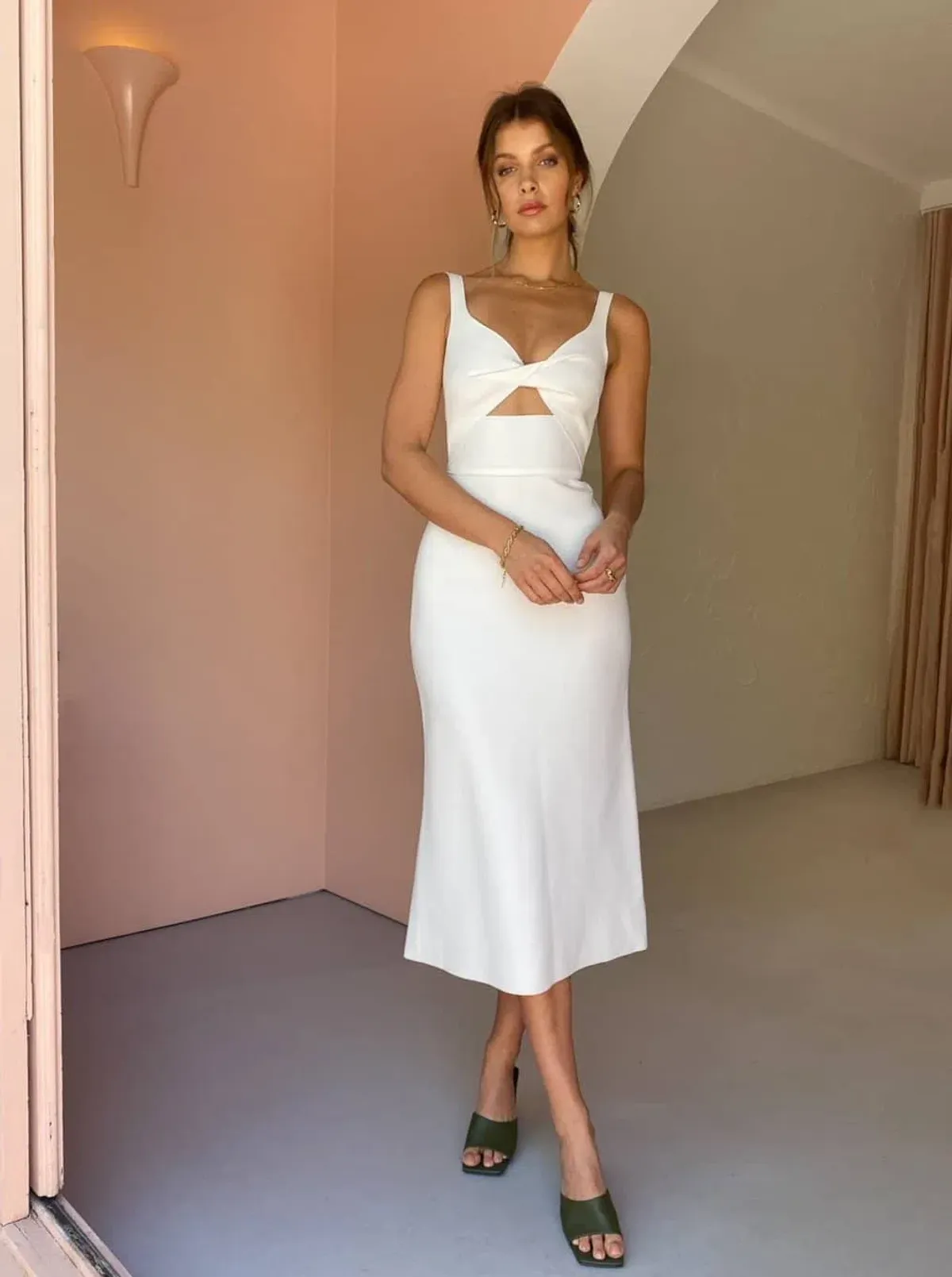 Bec & Bridge Pearl Midi Dress Ivory Size 10 for rent on The Volte - main image
