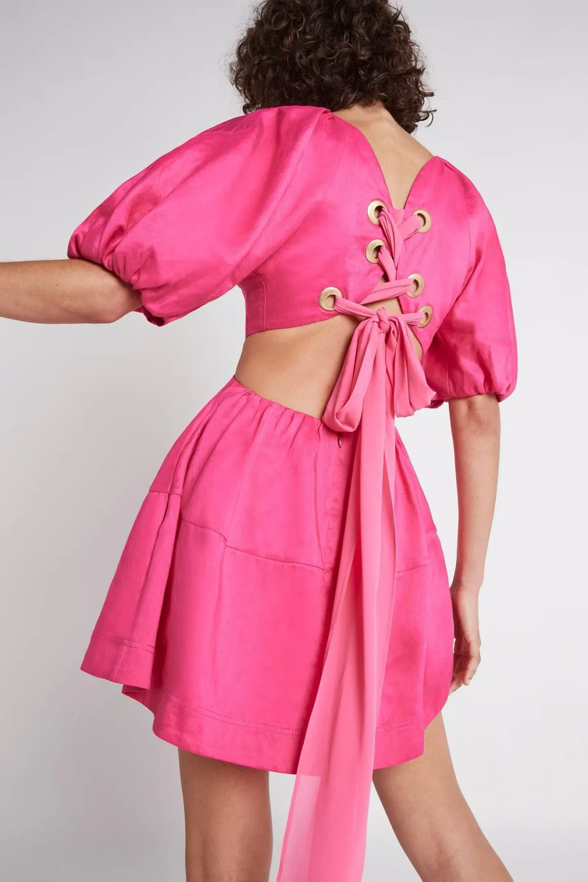 Aje Admiration Lace Up Mini Dress Pink Size 6 - Image 2