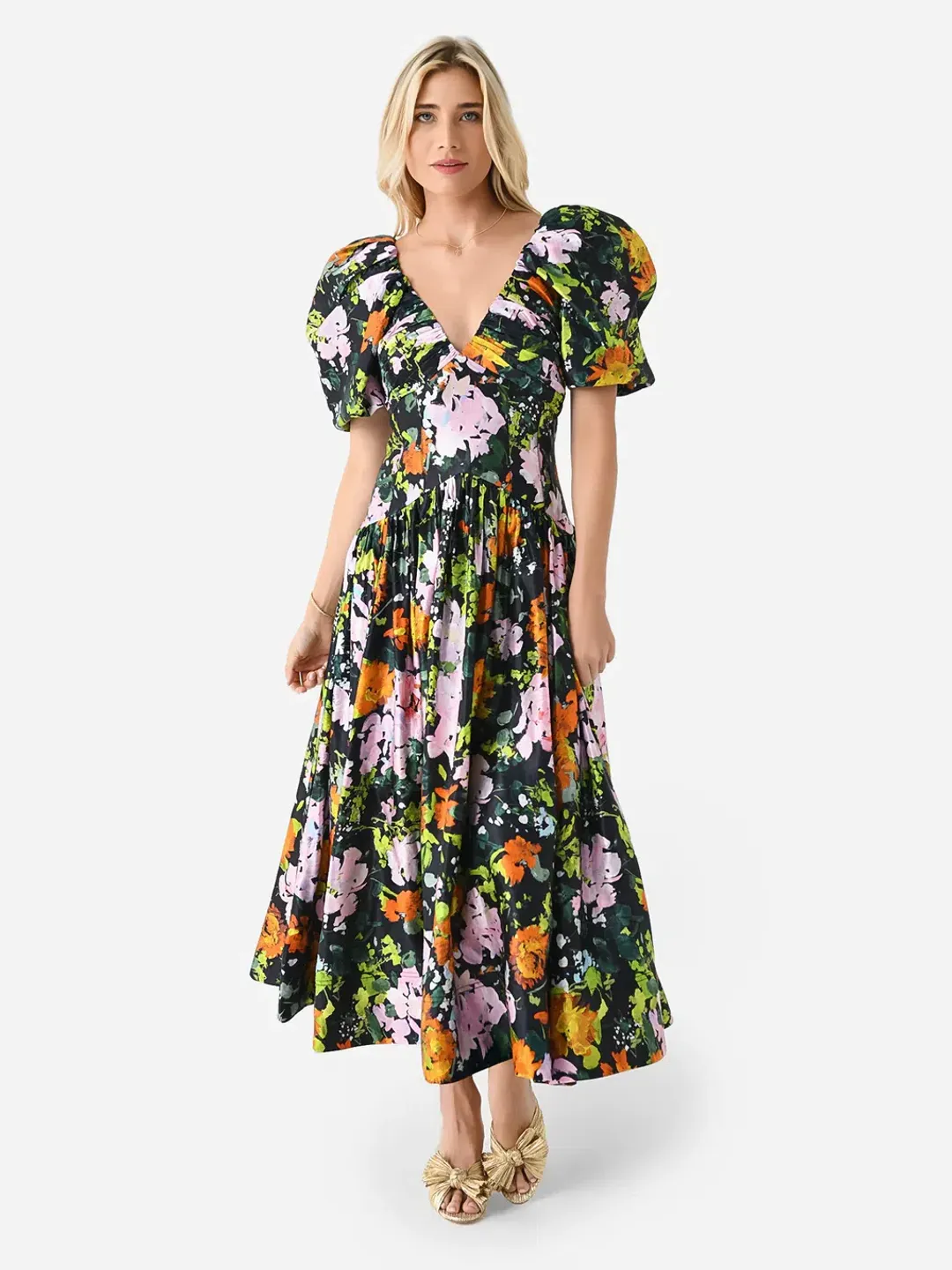 AJE - Gabrielle Floral Plunge Midi-Dress - Size 16 (Fits 14 - 16) for rent on The Volte - main image