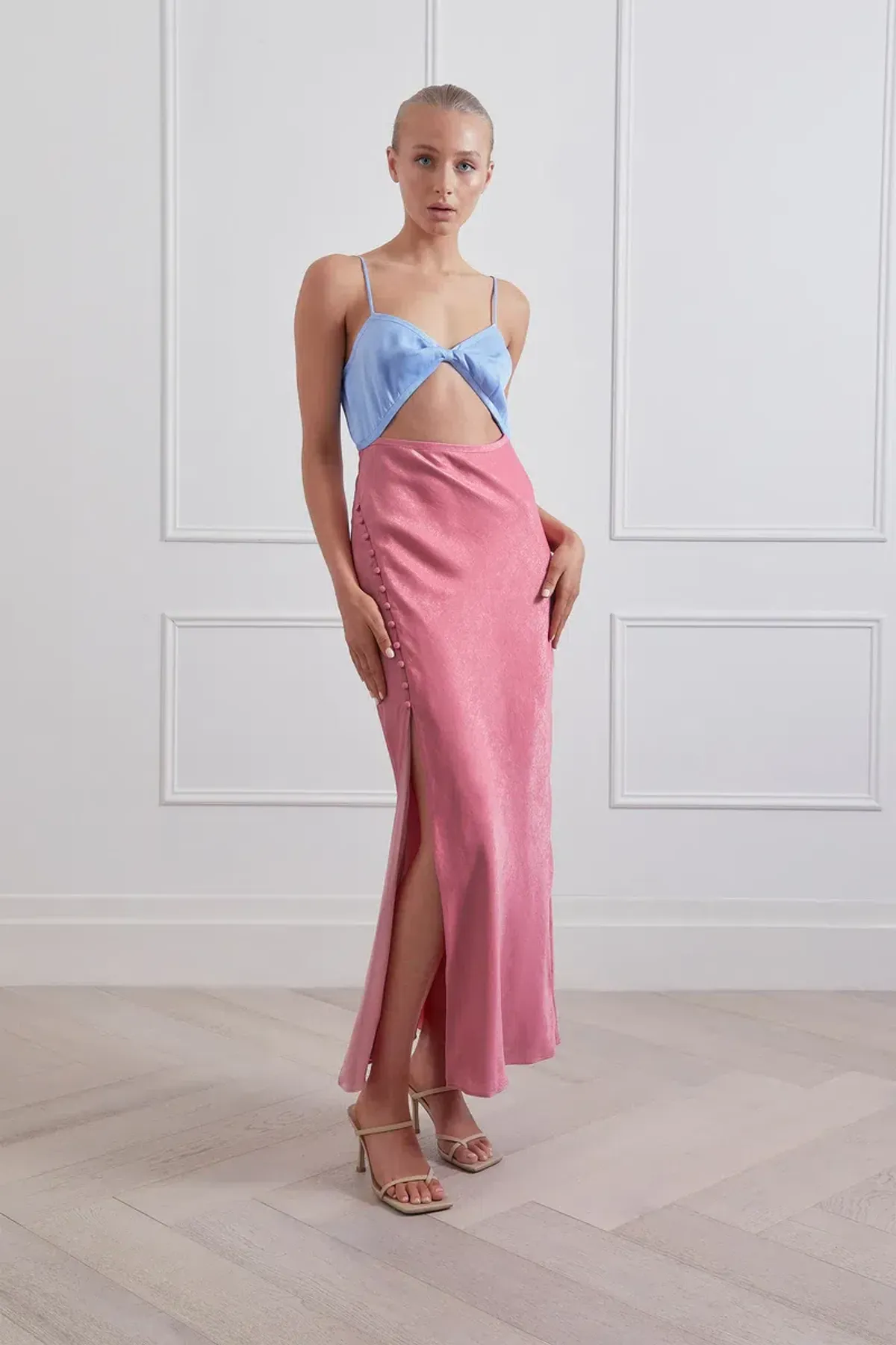 San Sloane Alona Midi Dress Pink Size 10 for rent on The Volte - main image