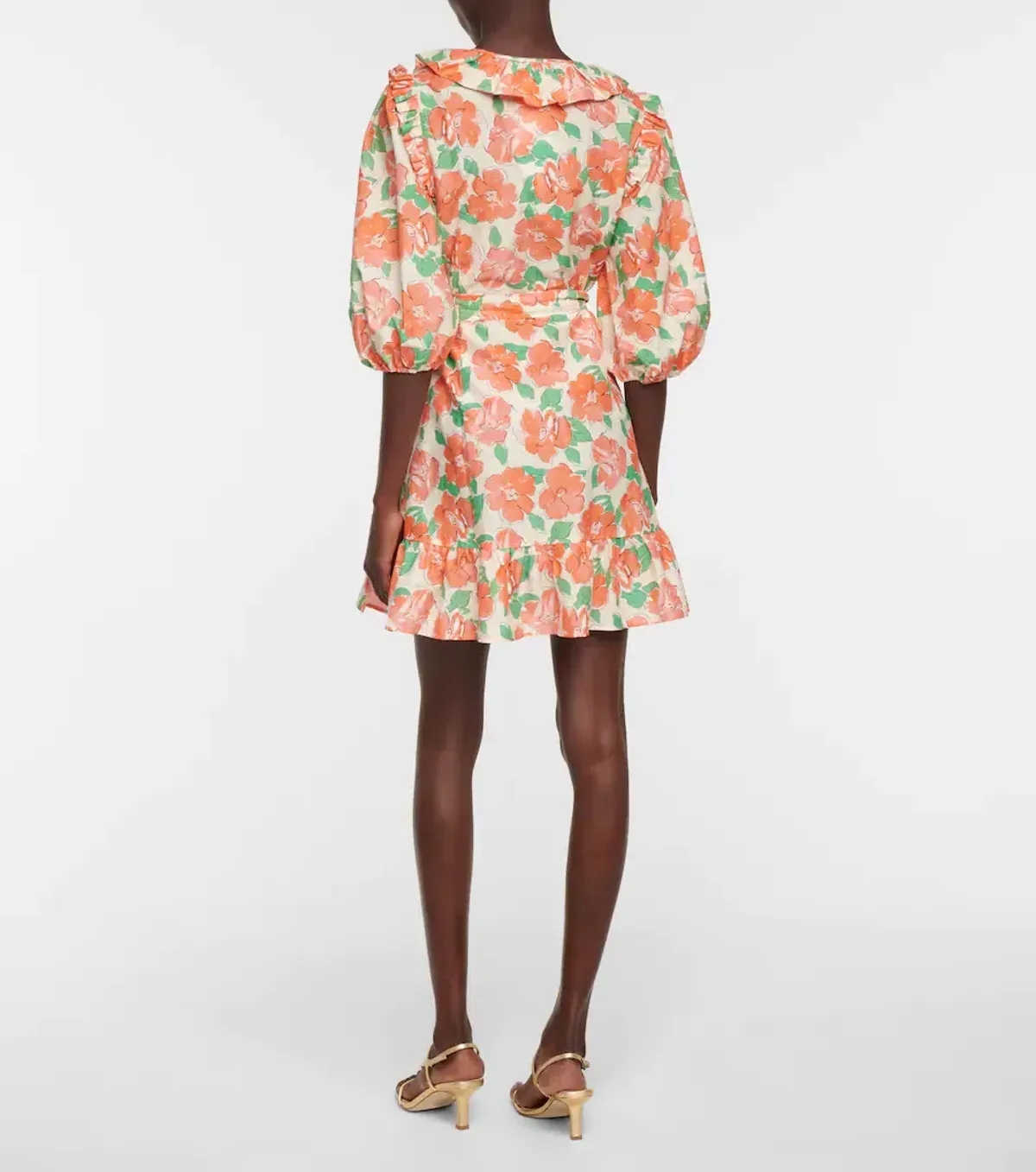 Rixo London Lennon Floral Print Wrap Dress Orange Size 10 - Image 3